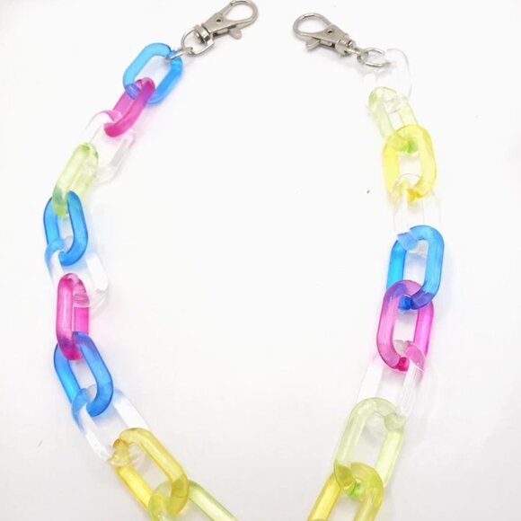 Acrylic Multi Colored Wallet Or Pants Single Layer 18 Inches Long  New - Picture 5 of 9